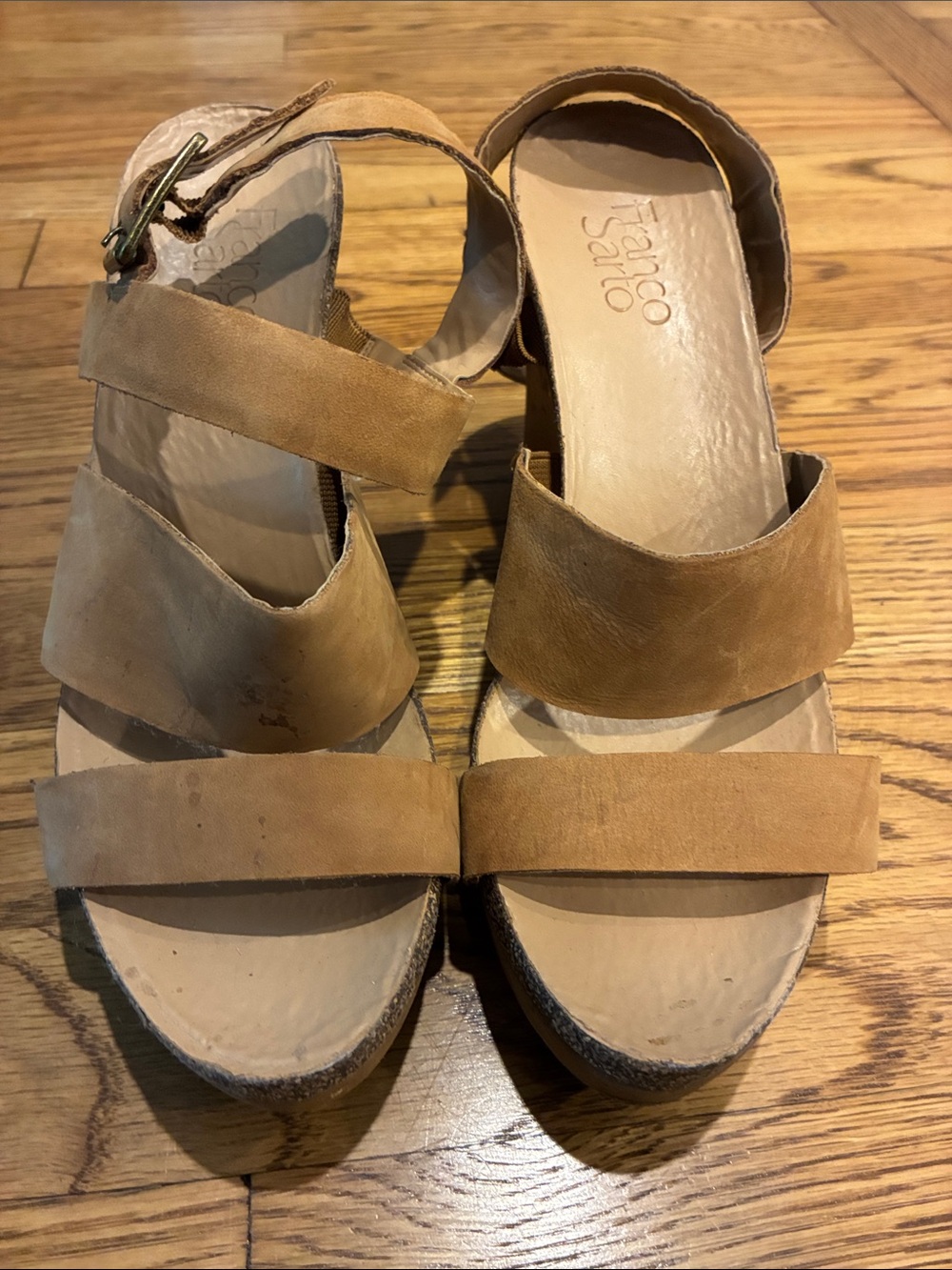 Franco Sarto Cognac Suede Platform Sandals